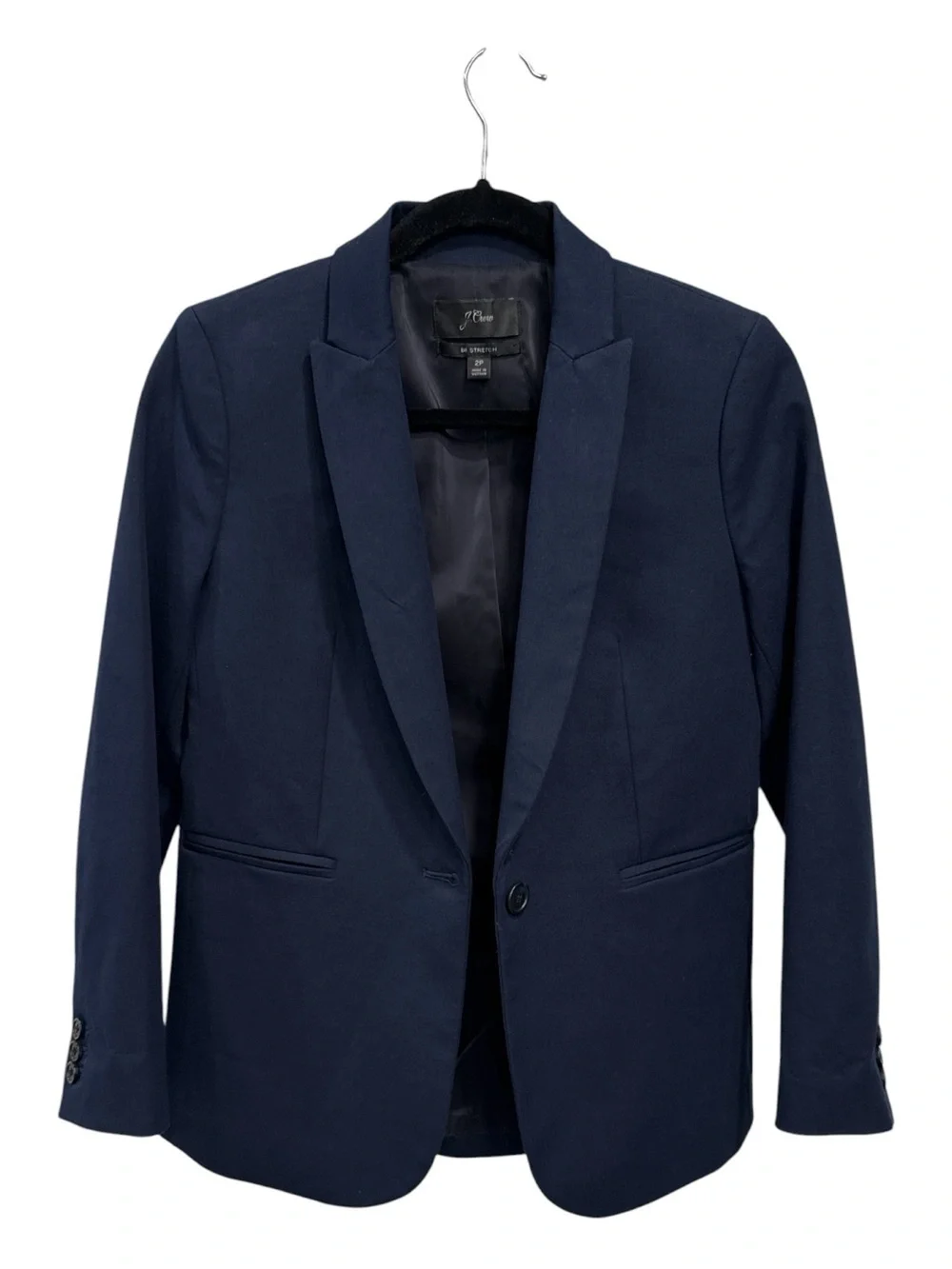 J.Crew Tollegno Navy Blue Single Button Blazer size 2P